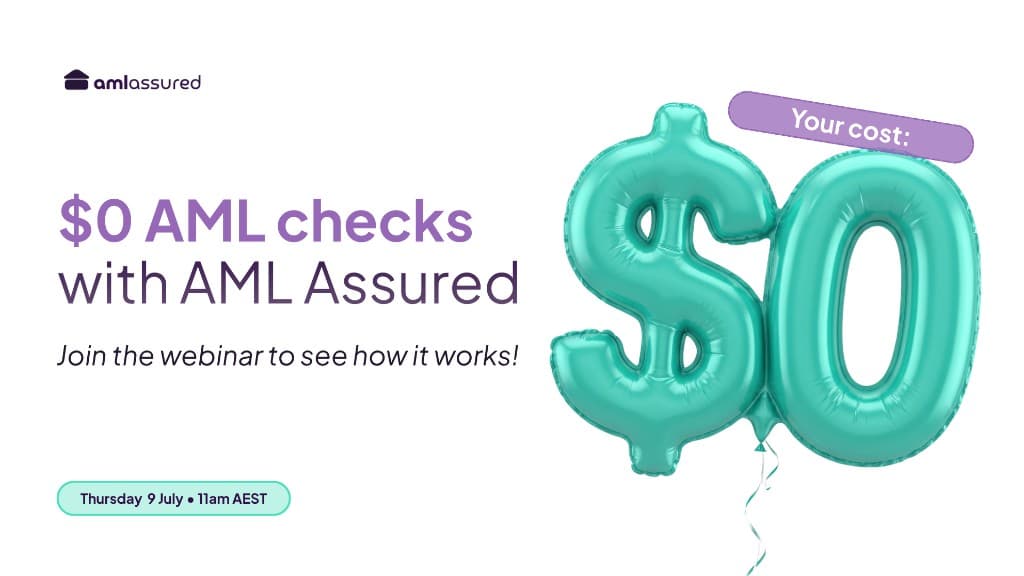 AML Assured webinar — $0 AML checks with AML Assured — 9 July 2026