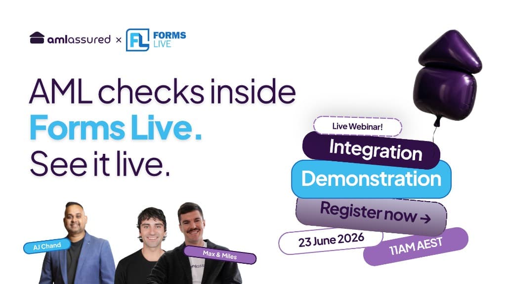 AML Assured and Forms Live webinar — AML checks inside Forms Live — 23 June 2026